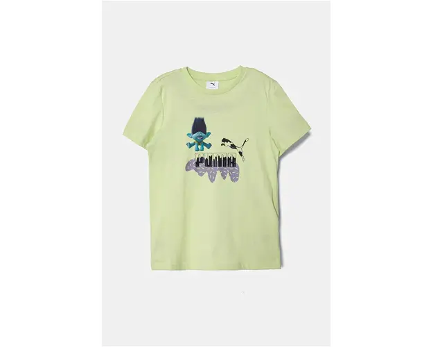 Puma tricou de bumbac pentru copii X TROLLS Tee culoarea verde, cu imprimeu, 627376