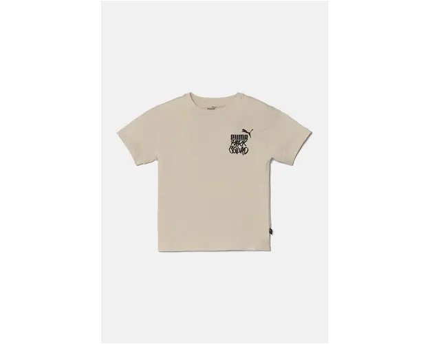 Puma tricou de bumbac pentru copii ESS+ MID 90sphic Tee culoarea bej, 681874