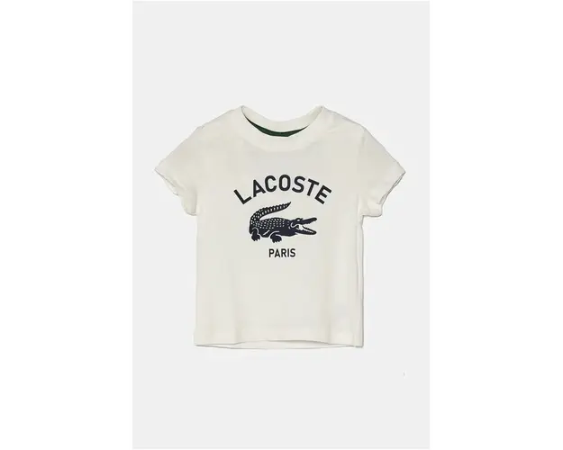 Lacoste tricou de bumbac pentru copii culoarea alb, cu imprimeu, TJ3003