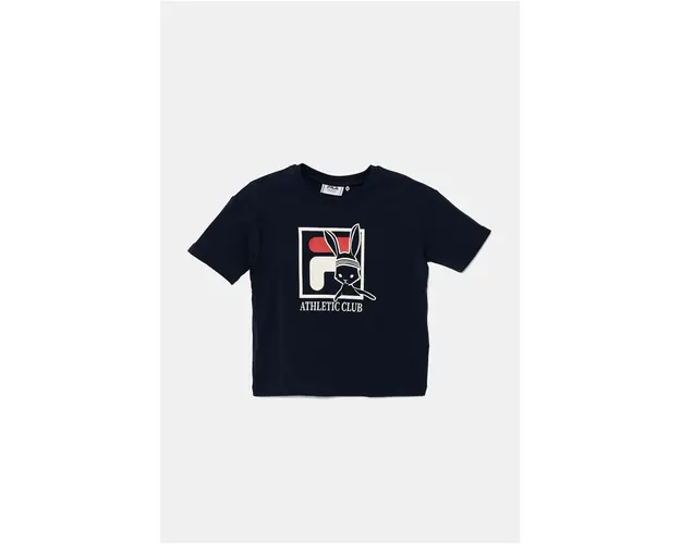 Fila tricou de bumbac pentru copii LIEG culoarea albastru marin, cu imprimeu, FAK0365