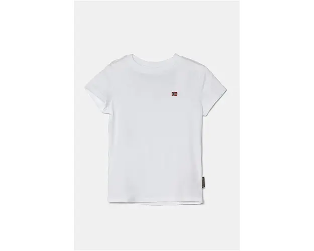 Napapijri tricou de bumbac pentru copii SALIS SS 2 culoarea alb, neted, NP0A4GEH0021