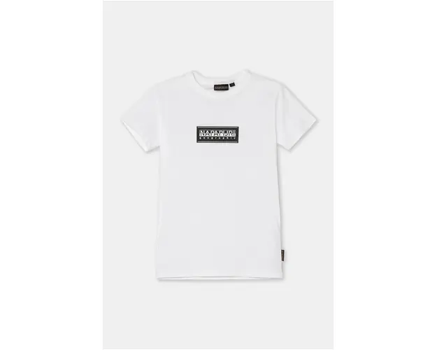 Napapijri tricou de bumbac pentru copii S-CHAMOIS SS culoarea alb, cu imprimeu, NP0A4HYL0021