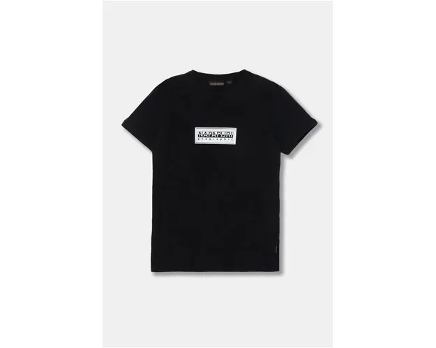 Napapijri tricou de bumbac pentru copii S-CHAMOIS SS culoarea negru, cu imprimeu, NP0A4HYL0411