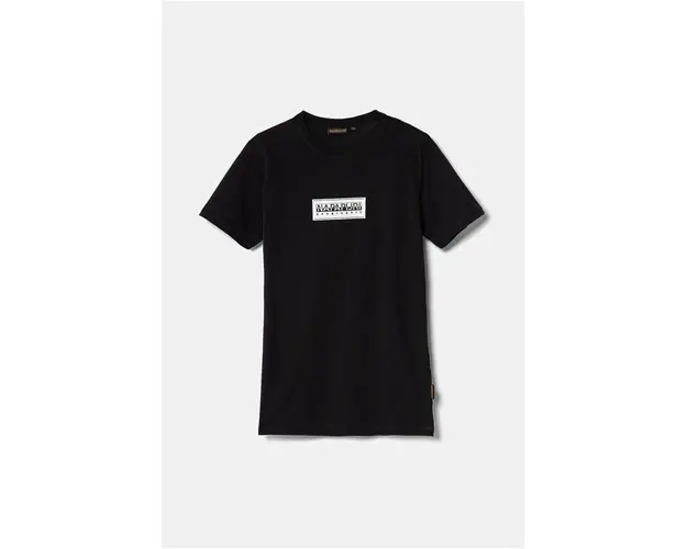 Napapijri tricou de bumbac pentru copii S-CHAMOIS SS culoarea negru, cu imprimeu, NP0A4HYL0411