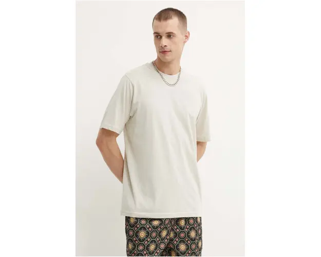 Samsoe Samsoe tricou din amestec de in SAADRIAN culoarea bej, neted, M24100073