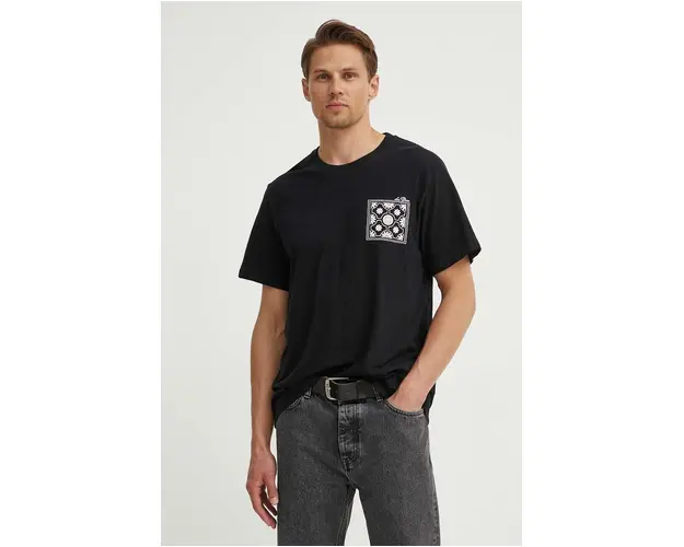 Les Deux tricou din amestec de in culoarea negru, cu imprimeu, LDM101176