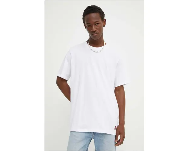 Les Deux tricou din bumbac barbati, culoarea alb, neted, LDM101179