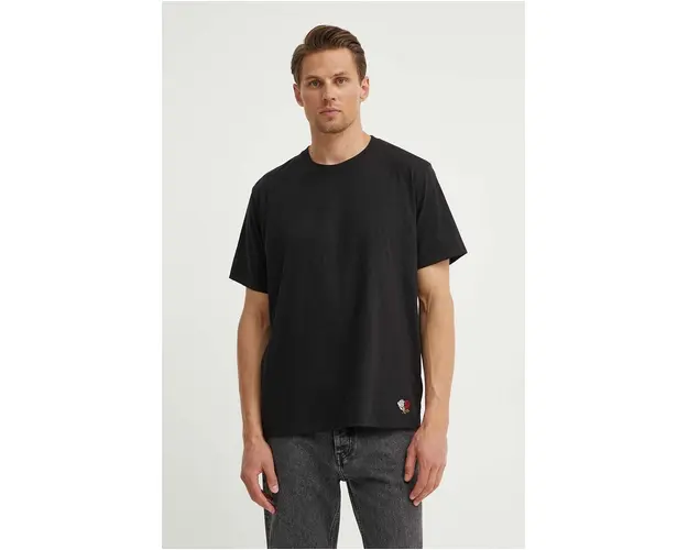 Les Deux tricou din bumbac barbati, culoarea negru, neted, LDM101179