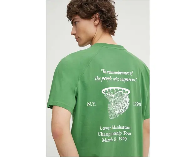 Les Deux tricou din bumbac barbati, culoarea verde, cu imprimeu, LDM101182