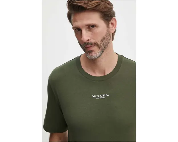 Marc O'Polo tricou din bumbac barbati, culoarea verde, cu imprimeu, 426201251382