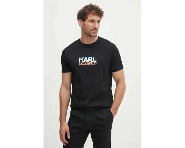 Karl Lagerfeld tricou din bumbac barbati, culoarea negru, cu imprimeu, 543225.755404