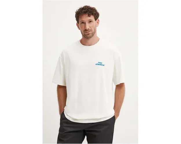 Les Deux tricou din bumbac barbati, culoarea bej, cu imprimeu, LDM101197