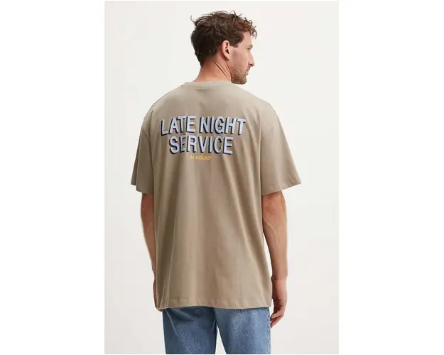 Les Deux tricou din bumbac barbati, culoarea bej, cu imprimeu, LDM101197