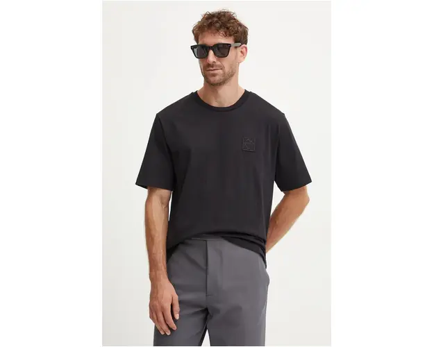 Iceberg tricou din bumbac barbati, culoarea negru, neted, F02E 6327