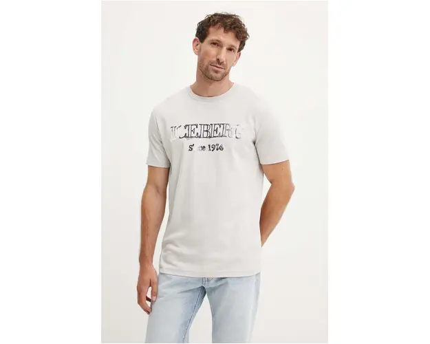 Iceberg tricou din bumbac barbati, culoarea gri, cu imprimeu, F017 6307
