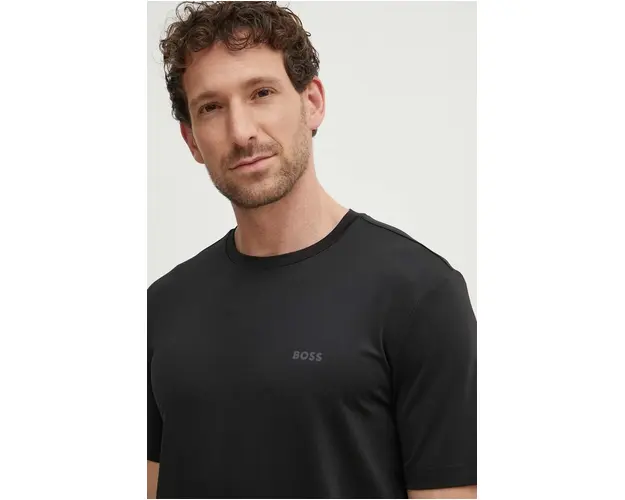 Boss Green tricou barbati, culoarea negru, neted, 50522120