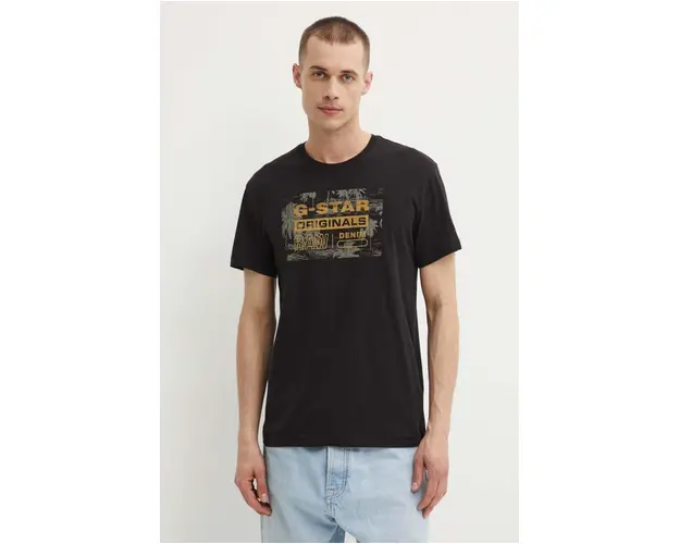 G-Star Raw tricou din bumbac barbati, culoarea negru, cu imprimeu, D24682-C506