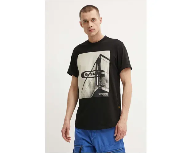 G-Star Raw tricou din bumbac barbati, culoarea negru, cu imprimeu, D24683-C372