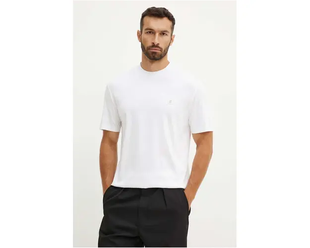 BOSS tricou din bumbac barbati, culoarea alb, neted, 50520298