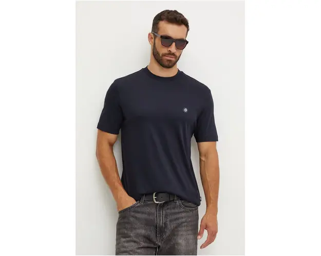 BOSS tricou din bumbac barbati, culoarea albastru marin, neted, 50520298