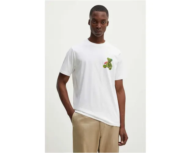 PS Paul Smith tricou din bumbac barbati, culoarea alb, cu imprimeu, M2R.011R.NP4694