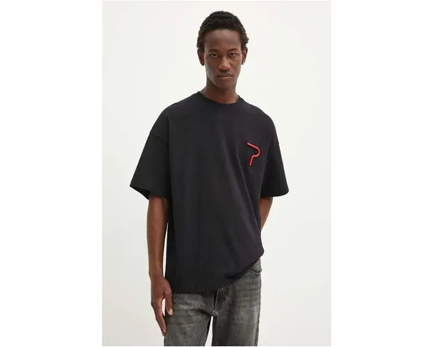 MSGM tricou din bumbac barbati, culoarea negru, neted, 3740MM134.247513