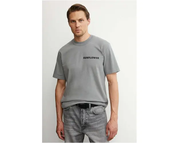Sunflower tricou din bumbac barbati, culoarea gri, cu imprimeu, 2013