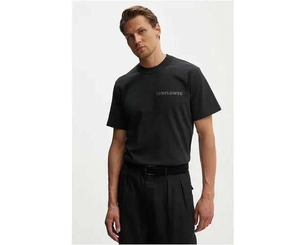 Sunflower tricou din bumbac barbati, culoarea negru, cu imprimeu, 2013