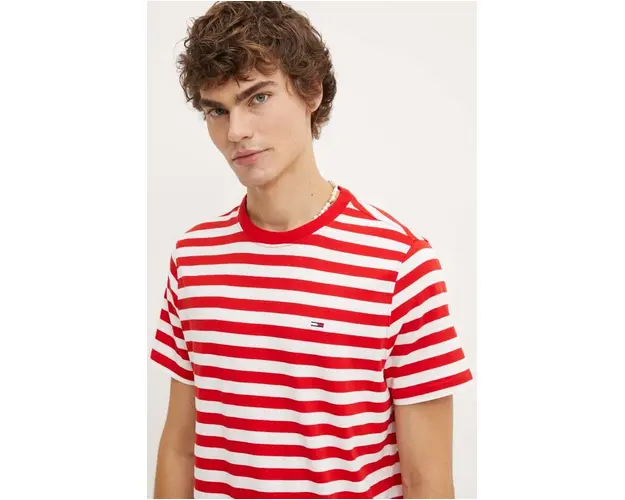 Tommy Jeans tricou din bumbac barbati, culoarea rosu, modelator, DM0DM20420