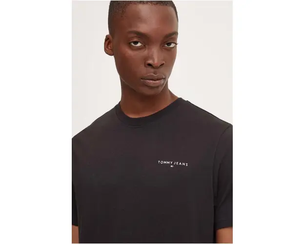 Tommy Jeans tricou din bumbac barbati, culoarea negru, cu imprimeu, DM0DM18555