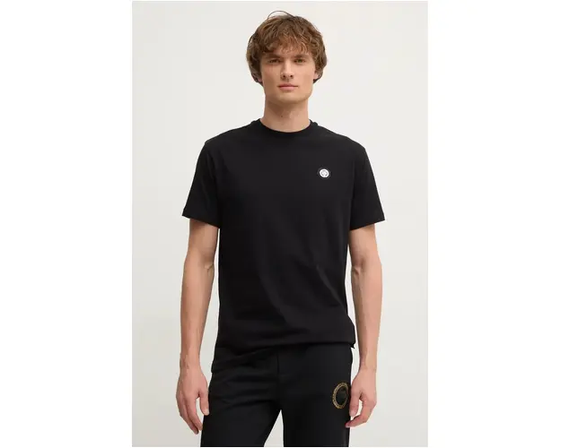 PLEIN SPORT tricou din bumbac barbati, culoarea negru, cu imprimeu, AADC MTK7952 STE001N