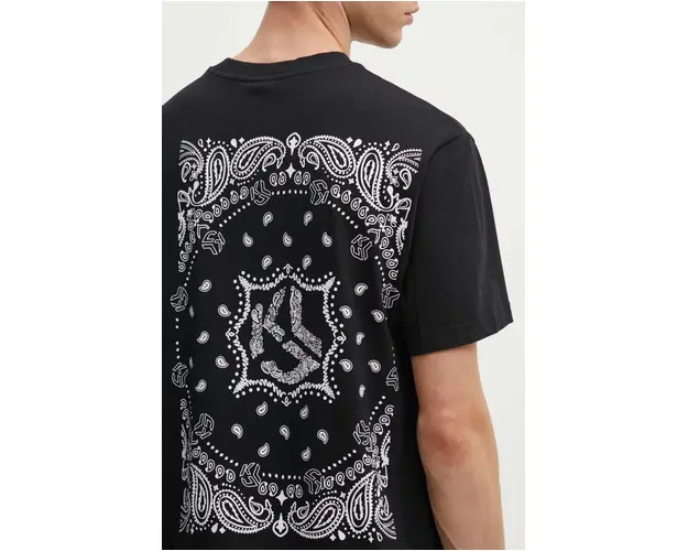 Karl Lagerfeld Jeans tricou din bumbac barbati, culoarea negru, cu imprimeu, 245D1704