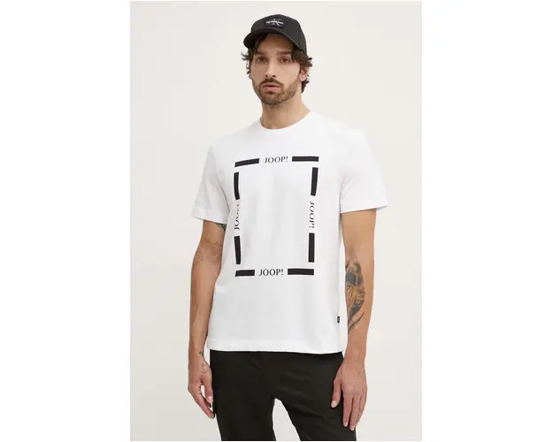 Joop! tricou din bumbac barbati, culoarea alb, cu imprimeu, 30042368