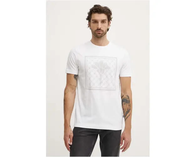 Joop! tricou din bumbac barbati, culoarea alb, cu imprimeu, 30042365