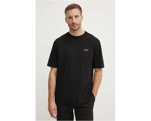 Karl Lagerfeld tricou din bumbac barbati, culoarea negru, neted, 245M2110