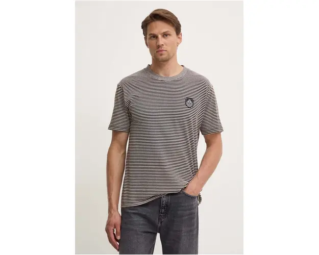 The Kooples tricou din bumbac barbati, culoarea maro, modelator, HTSC29003K