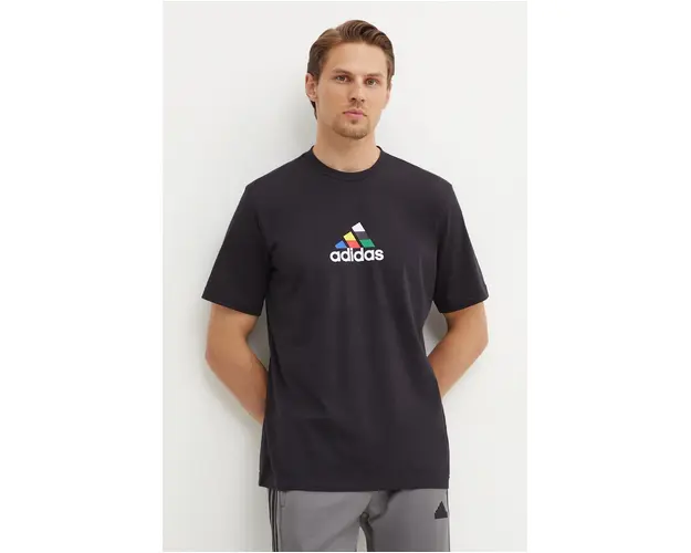 adidas tricou din bumbac Tiro barbati, culoarea negru, cu imprimeu, IW2672