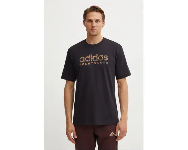 adidas tricou din bumbac Camo barbati, culoarea negru, cu imprimeu, IW2680