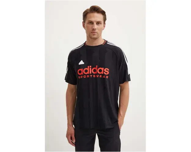 adidas tricou Tiro barbati, culoarea negru, cu imprimeu, IW3586
