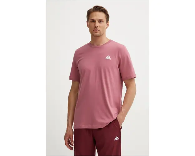 adidas tricou din bumbac Essentials barbati, culoarea roz, neted, IX0120