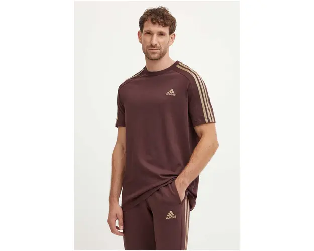 adidas tricou din bumbac Essentials barbati, culoarea maro, modelator, IX0158