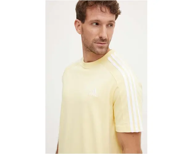 adidas tricou din bumbac Essentials barbati, culoarea galben, neted, IX0159