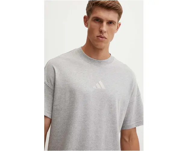 adidas tricou din bumbac All SZN barbati, culoarea gri, melanj, IY4138