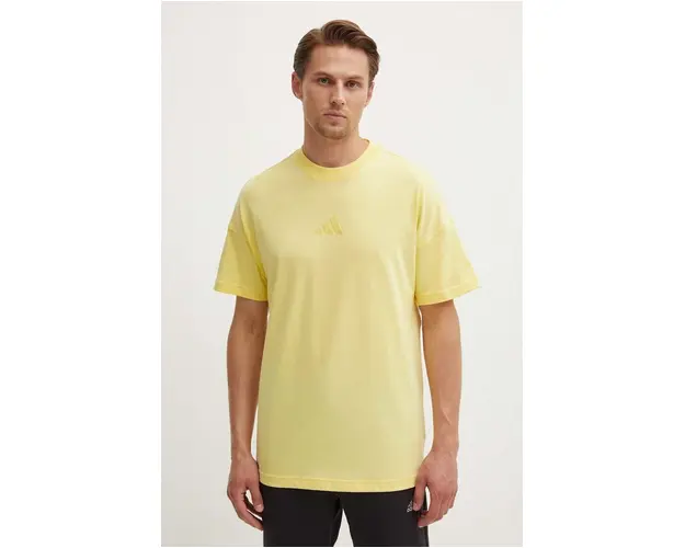 adidas tricou din bumbac All SZN barbati, culoarea galben, neted, IY4141