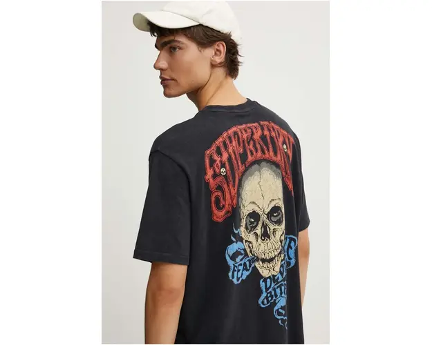 Superdry tricou din bumbac barbati, culoarea negru, cu imprimeu, M1012047A-8IT