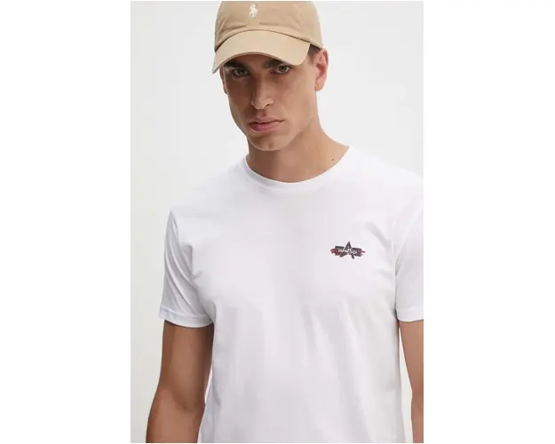 Alpha Industries tricou din bumbac barbati, culoarea alb, cu imprimeu, 148523