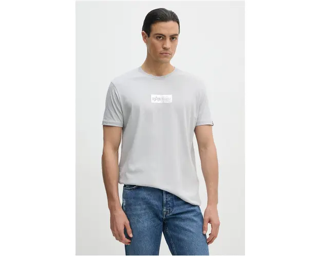 Alpha Industries tricou din bumbac barbati, culoarea gri, cu imprimeu, 148514