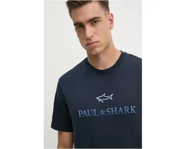 Paul&Shark tricou din bumbac barbati, culoarea albastru marin, cu imprimeu, 14311604