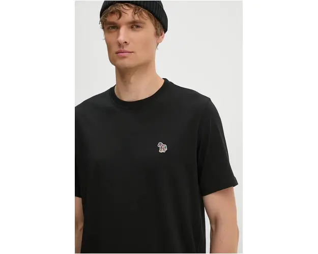PS Paul Smith tricou din bumbac barbati, culoarea negru, neted, M2R.011R.KZEBRA