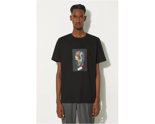 PS Paul Smith tricou din bumbac barbati, culoarea negru, cu imprimeu, M2R.011R.NP4803